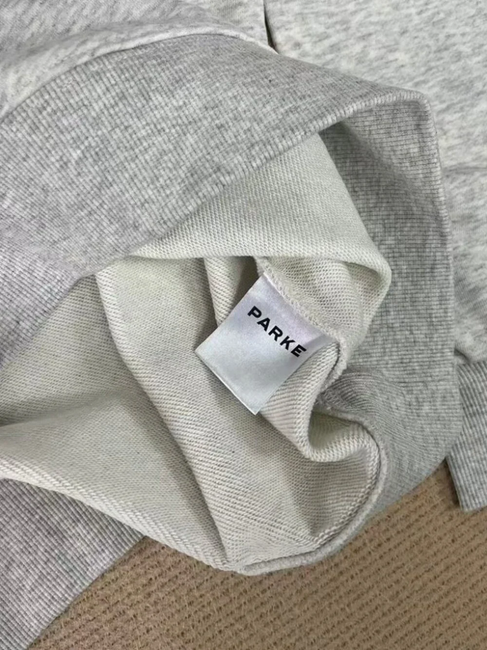 PARKE Heather Gray Mock Neck Sweatshirt USA Flag Back Print